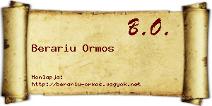 Berariu Ormos névjegykártya